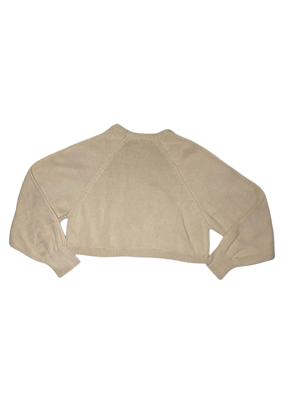 ZARA 100% cotton Knit Sweater Raglan Sleeve Ribbed Trim oatmeal granola color - Picture 3 of 11